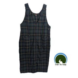 Vtg 90s Truly Yours Green Navy Tartan Plaid Jumper Dress Size 20W Twee Academia